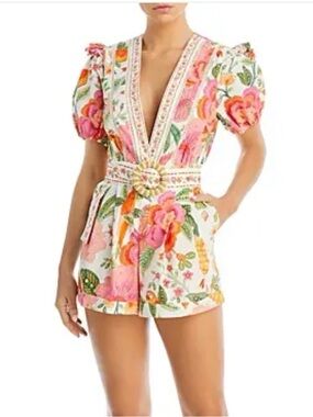 Farm Rio Macaw Bloom Cotton Romper